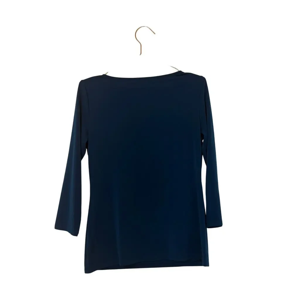 Carmen Marc Valvo gorgeous blue cutout liquid blouse size small - Picture 2 of 5